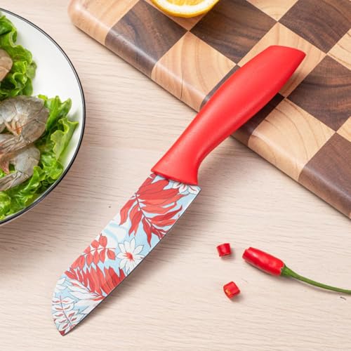 Image of Stainless Steel Kitchen High-Carbon Stainless Steel Kitchen Vegetable Knives Chef Sharp Edge Cutting Chef Knife for Chopping Vegetables, Fruits (Red)