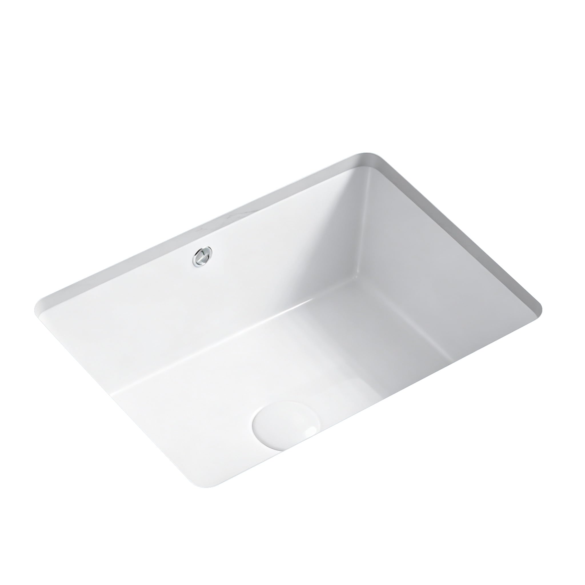View 1 of 18.3" Rectangular Undermount Bathroom Sink, White Ceramic Basin w/Overflow
