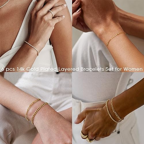 Save on adoyi 14K Gold Plated Women's Stackable Bracelets Set - Image 4