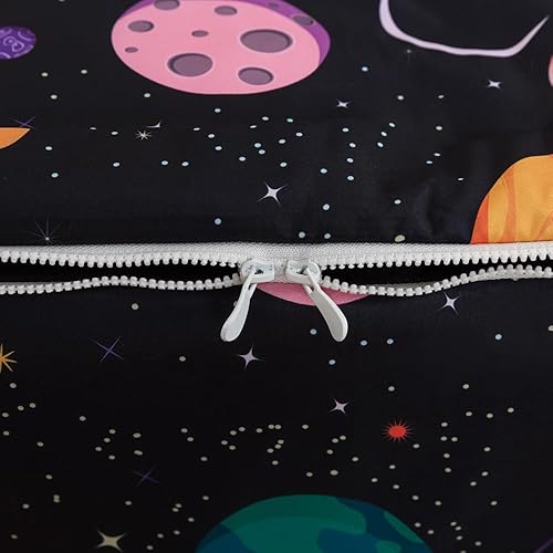 Miniatura 5 de ADASMILE A & S Juego de ropa de cama con cremallera individual para niños, juego de edredón con diseño del espacio exterior, juego de edredón con