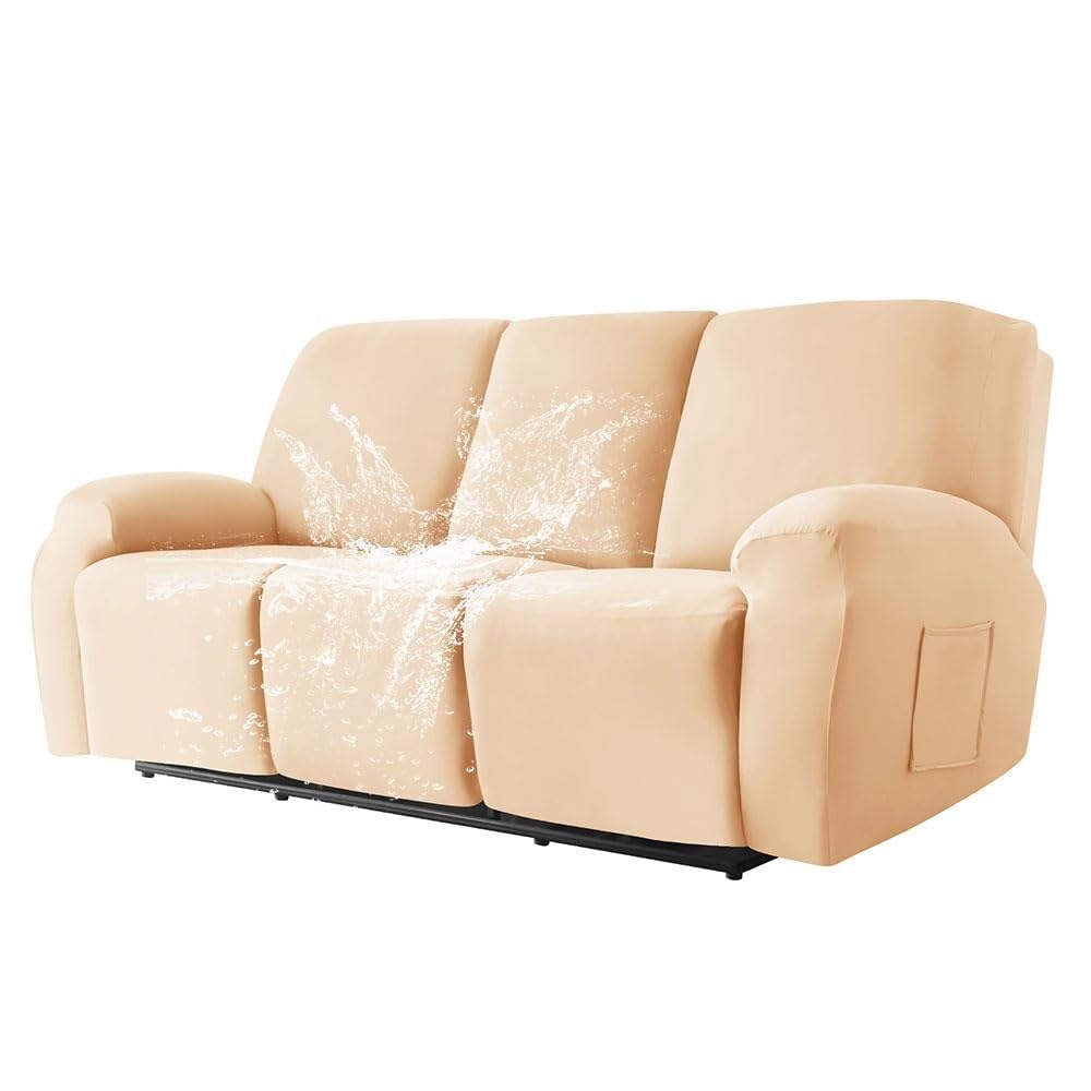 Funda elástica Impermeable para sillón reclinable, Color Liso, Antideslizante, con Bolsillo Lateral, Lavable, Protector de Muebles para Silla.