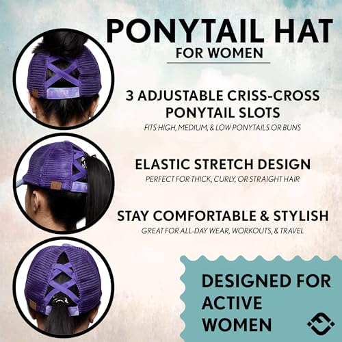 Image of Funky Junque Womens Baseball Cap Dad Hat Ponytail Messy Bun Trucker Ponycap