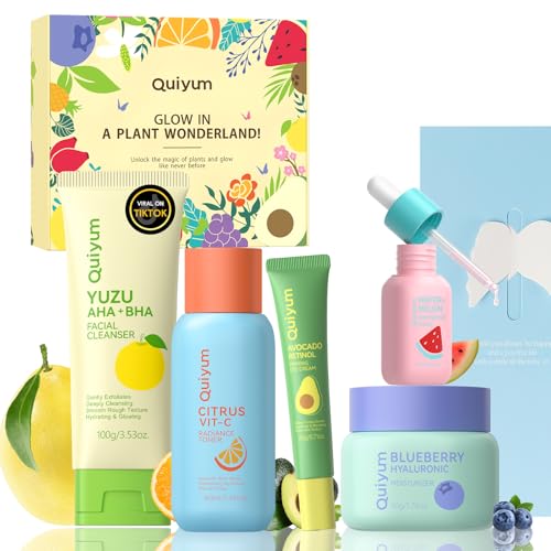 Fruit Skin Care Set, 5 Daily Routine Beauty Skin Care for Teens Girls – Gentle Skincare Gift Sets, Facial Care Set for Women,Travel Sets