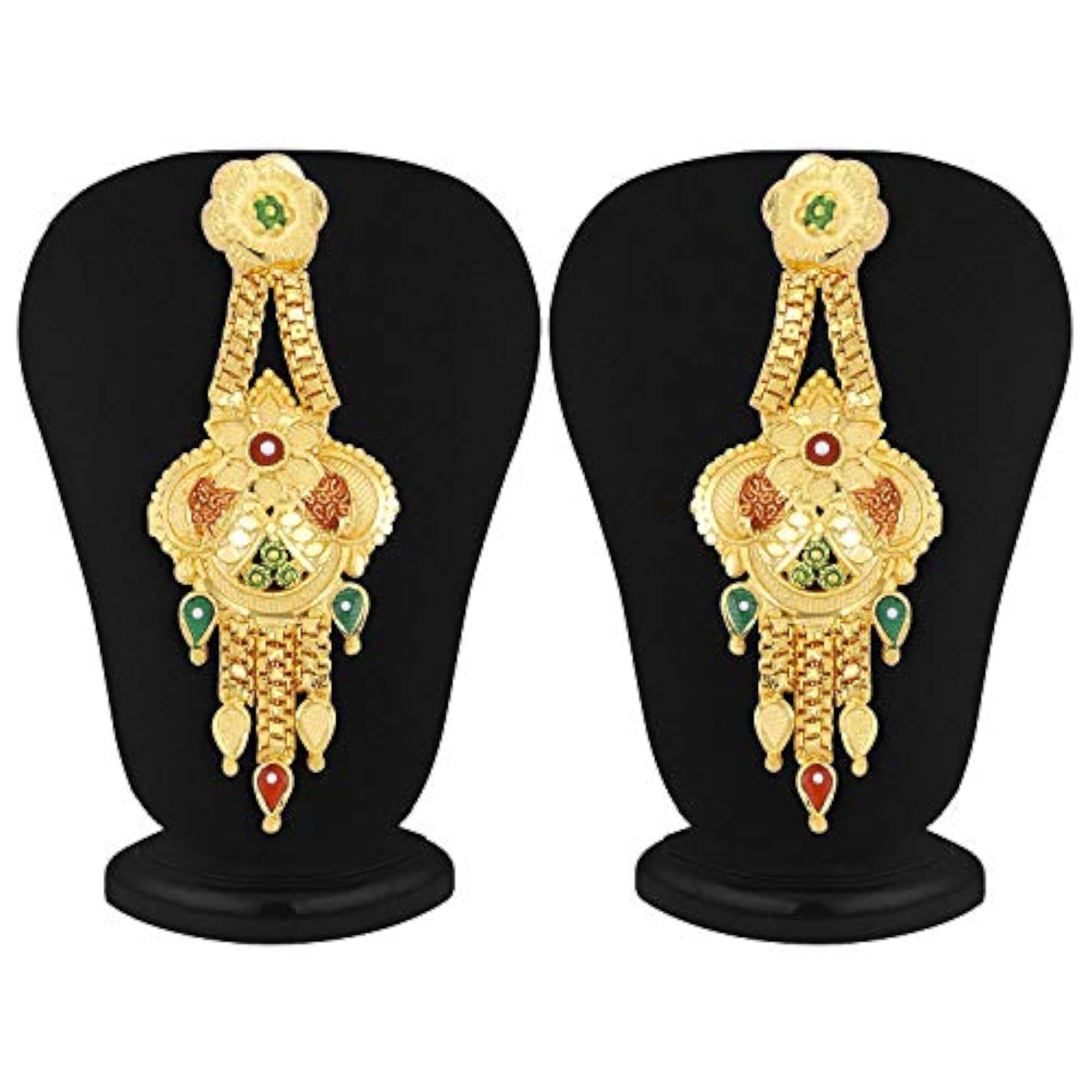 24K Plated Wedding Jewelry Rani Haar Multi-String Necklace Set N73776