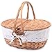 Wicker Picnic Basket with Removable Liner Empty Picnic Baskets with Lid, Picnic Hamper with Foldable Handles for Picnic 2, Natural Color, Large