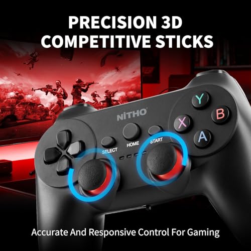 Image of NITHO TWINEX Wireless Controller for Windows PC & Android, Gaming Gamepad with 2.4G USB Receiver, Sensitive Triggers, Precision 3D Competitive Sticks, Stable Connection, Ergonomic Lightweight Joystick