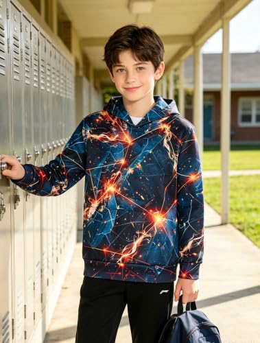 Image of TUONROAD Boys Hoodies 3D Graphic Sweatshirt Lightweight Pullover 6-16T cool