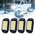 Nicoko 84 LEDs per pod Metal Aluminum Pure White Rock Lights 6000k Neon underglow Light IP68 Waterproof for Offroad Car Boat Truck SUV UTV ATV RZR Pack 4