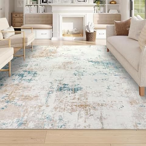 Homcomoda Modern Living Room Rugs 6x9 Non Slip Washable Rugs for Bedroom Abstract Large Rugs Neutral Ultra Thin Carpet Rug for Living Room Dining Room Office Classroom Cover