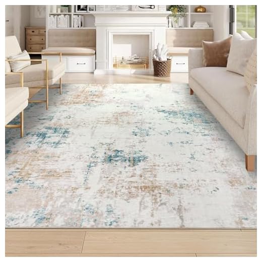 Homcomodar Tapis Chambre Adulte 122x170cm Beige Descente de Llit Chambre Adulte Tapis Salon Lavable en Machine Moderne Tapis de Salon Salle a Manger