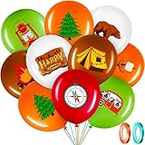 Charnoel 45 Pcs Camper Balloons,Colorful Camping Party Balloons s,Camping Adventure Party Supplies Green and Brown Ribbon Latex Balloon Kits Boy Girl Hiking Camper,12 Inch Orange/Green/White/Red