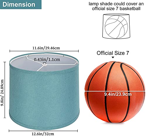 Image of Lampshades Set of 2, Blue Lamp shades for Table Lamps, Floor Lamps, 11.6 inch Top x 12.6 inch Bottom x 9.8 inch High, Fabric Drum Lampshade(Spider Fitter), Modern Lamp shades Replacement, Assembly Required