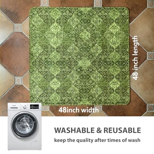 Image of nunubaby Washable Pee Pads for Dogs, Stylish, Non-Slip and Leak-Proof Pee Pads. Reusable Potty Pads for Dogs for Crates and Floors.(Green /Multi,48 inch x48 inch )