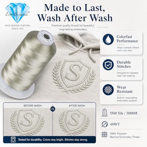Image of Simthread 5000M 40WT Polyester Embroidery Thread, Warm Grey 399 | 5000M 40WT polyester thread feeds smoothly for machine embroidery, monograms, logos, patches and quilting.