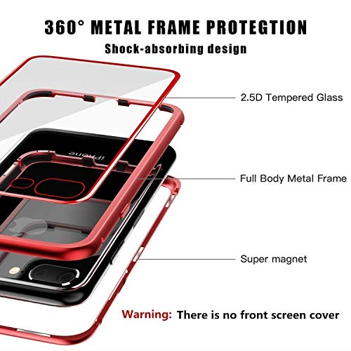 Image of The Little Shop Back Cover Case for Realme 5 Pro Magnetic Metal Frame Tempered Glass (only at The Back) with Built-in Magnets Bumper Hard Back Case (Red)