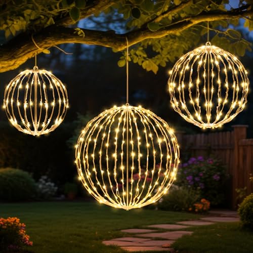 Christmas Decorations, 3-Size LED Light Ball Set (21/16/11 Inch), 8