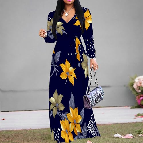 PinkPatty Women's Long Sleeve Maxi Dress Plus Size Casual V Neck Wrap Dress with Pockets&Belt4