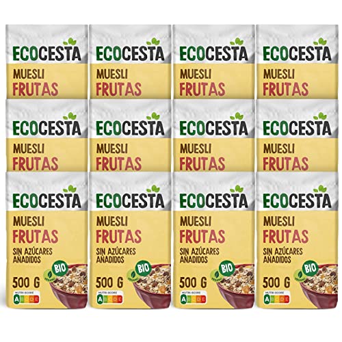 Ecocesta - Pack de 12 Unidades de 500g de Cereales Ecológicos de Avena y Trigo con Frutas Deshidratadas - 500 g - Aptos para Veganos - Alto Contenido en Fibra - Aporta una Dosis Extra de Energía