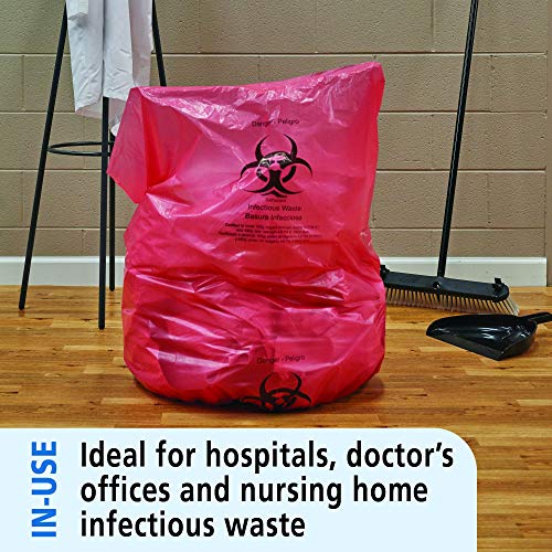 Image of Stout by Envision Medical Waste Bags, 40-45 Gal, 45 inchx49 inch, Red, 1.2 Mil, 100 ct. Extra Heavy, Made in America by People Who Are Blind or Visually Impaired