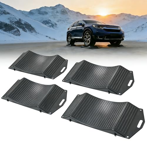 Tire Saver Ramps for Flat Spot Prevention (Pack of 4) - Heavy Duty HDPE Car Wheel Cradles for Long Term Garage Storage - Low Profile Parking Tire Stops for Sedan Classic Cars & Sports Vehicle (17.5)
