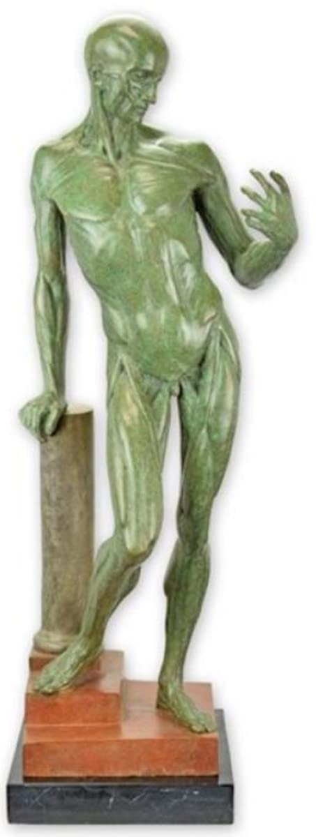 Luxuriöse Dekoskulptur Mann grün/braun/schwarz 23,8 x 22,1 x H. 67,4 cm – Dekoskulptur aus Bronze – Dekofigur aus Bronze – Schreibtischdekoration – Luxusqualität