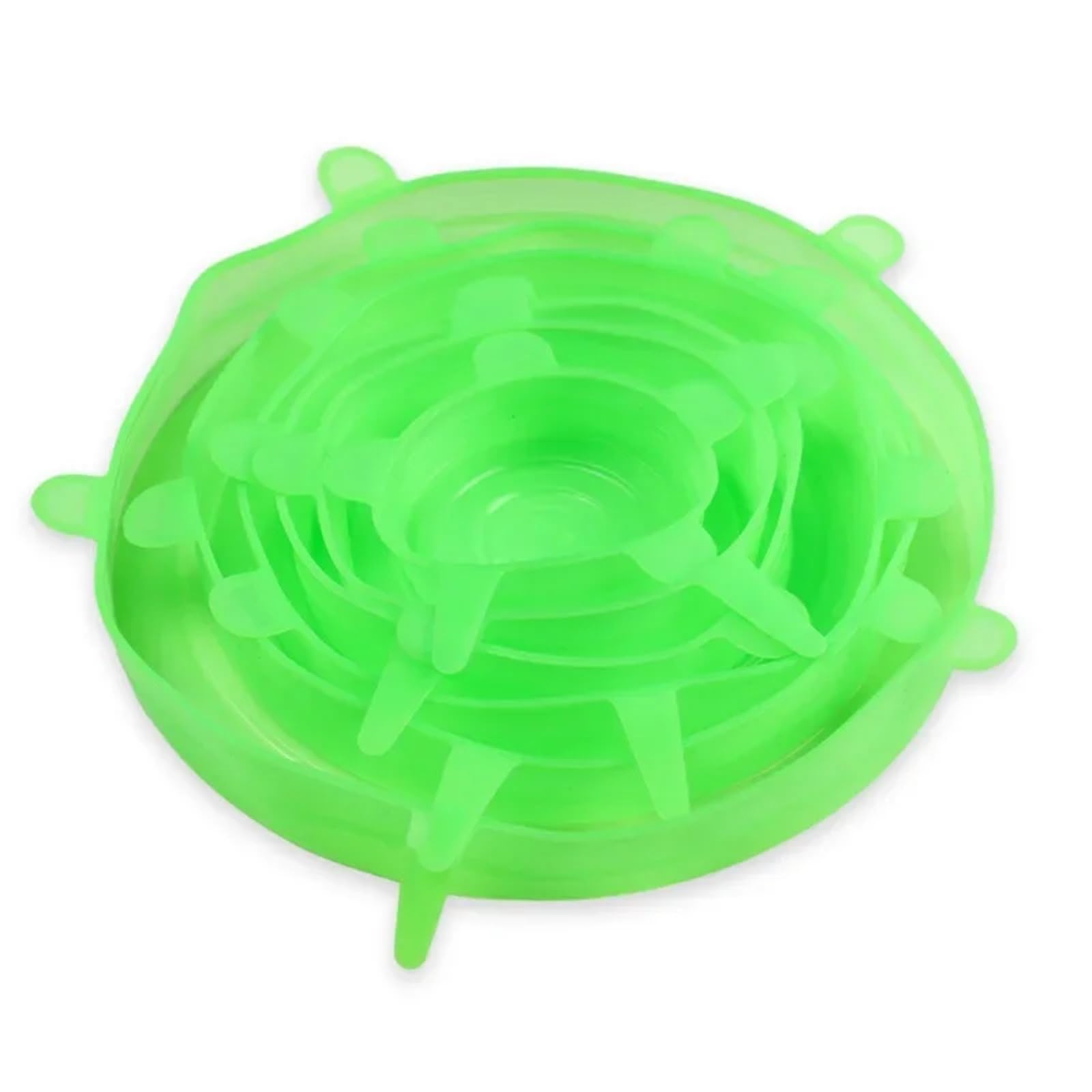 3Sets Reusable Silicone Fresh-Keeping Covers – 6 Sizes, Dishwasher Safe, Kitchen Set for Bowls Jars(Green)