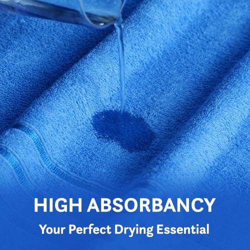 Image of MYTRIDENT Bath Towel | Comfort Living | Quick Drying | Travel Friendly | for Men /Women | 1 Piece Large Size | 100% Cotton 400 GSM | 70 x 140 cms - Ocean Blue