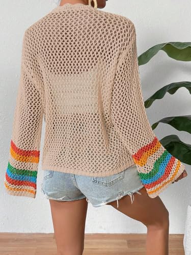 Image of SHENHE Women's Floral Crochet Cardigan Hollow Out Open Front Long Sleeve Cardigan Sweater