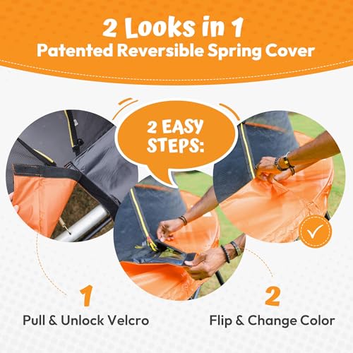 Image of JUMPZYLLA Trampoline Outdoor 8FT 10FT 12FT 14FT 15FT 16FT with Enclosure and Ladder, ASTM Approved Recreational Trampoline for Kids and Adults, Anti-Rust Coated Frame