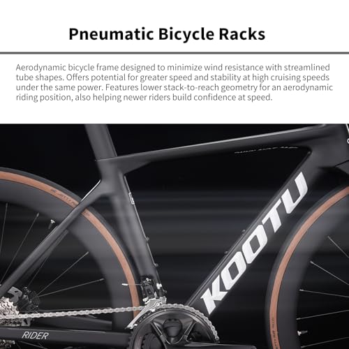 KOOTU Carbon Road Bike, Lightweight Full Carbon Fiber Disc Brake Racing Bicycle with Shimano R7120 24 Speed Groupset and Hydraulic Disc Brake for Adult.