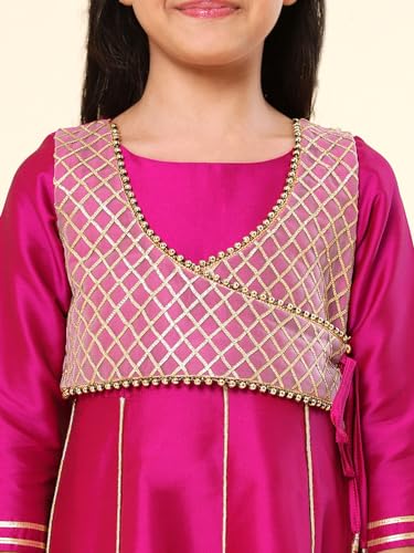 Image of A.T.U.N. (ALL THINGS UBER NICE) Girls Woven Design Gota Jacket Maxi Anarkali Gown