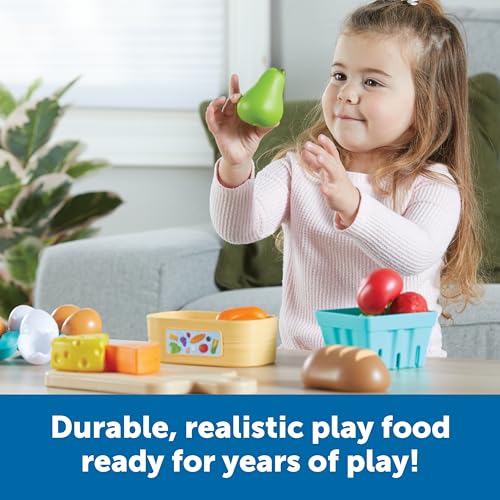 Learning Resources New Sprouts Farm-to-Table Fresh Market, 27 Pieces, Ages 18 Months+, Play Food for Kids Kicthens, Grocery Store Pretend Play, Play Kitchen Accessories