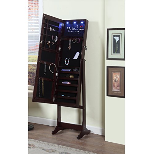 image for Artiva USA - Espresso Wood Finish – Free Standing Cheval Mirror and 