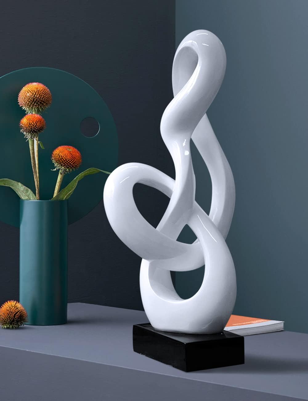 Sculpture Music Note Decor Modern Statue Gifts Treble Clef Figurine Polyresin Arts White 23 inch - Image 3