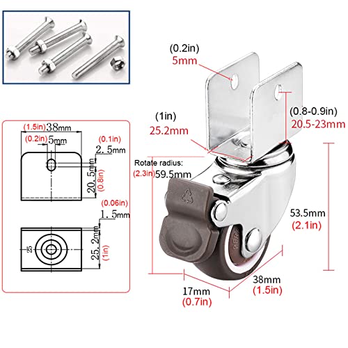 Roulettes pivotantes robustes pour meuble avec support en U en acier durable - 3