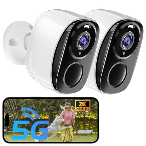 2Pack 5G&2.4G Security Cameras Wireless Outdoor 2K Camera for Home Security with Motion Detection Spotlight Siren Alarm WiFi Surveillance Indoor Camera Color Night Vision 2-Way Talk IP65 Cloud/SD