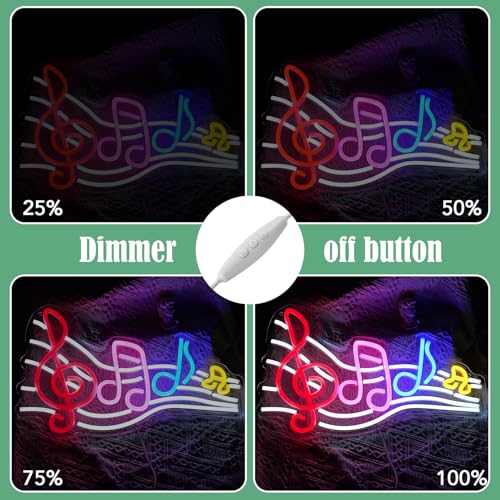 Image of Musical Staff Note Neon Sign Led Music Neon Light for Wall Decor Dimmable USB Power Musical Light Up Sign for Music Studio Classroom Party Bar Bedroom