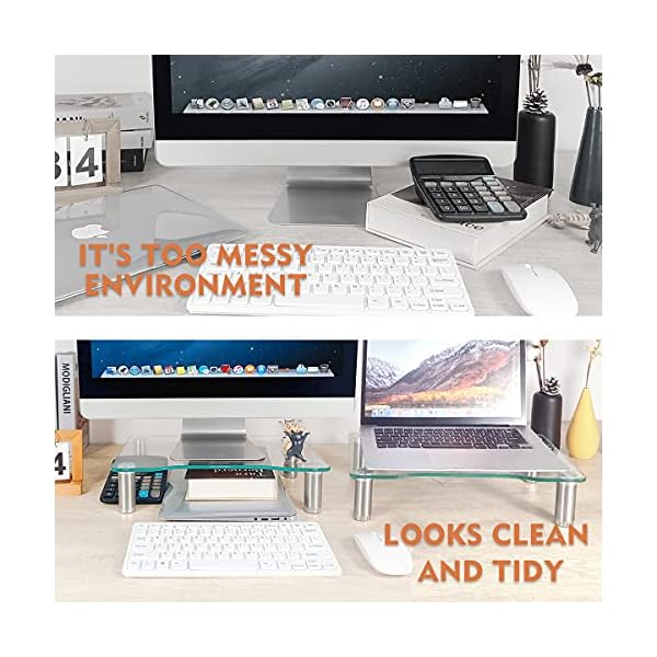 Monitorerhöhung mit höhenverstellbarem Multi-Media-Desktop-Ständer für Flachbildschirm, LCD-, LED-TV, Laptop/Notebook… – Bild 8