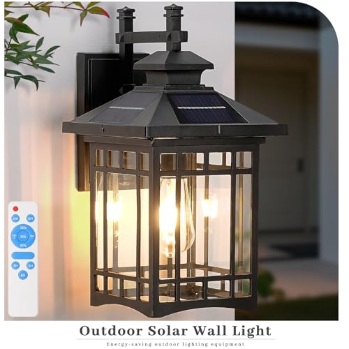 Jafinou Solar Wall Light,Large Outdoor Light Fixture,Solar Fixture Outdoor Light,Black Waterproof Aluminum Fixture with Clear Glass for House Exterior, Porch, Patio, Garage - Image 7