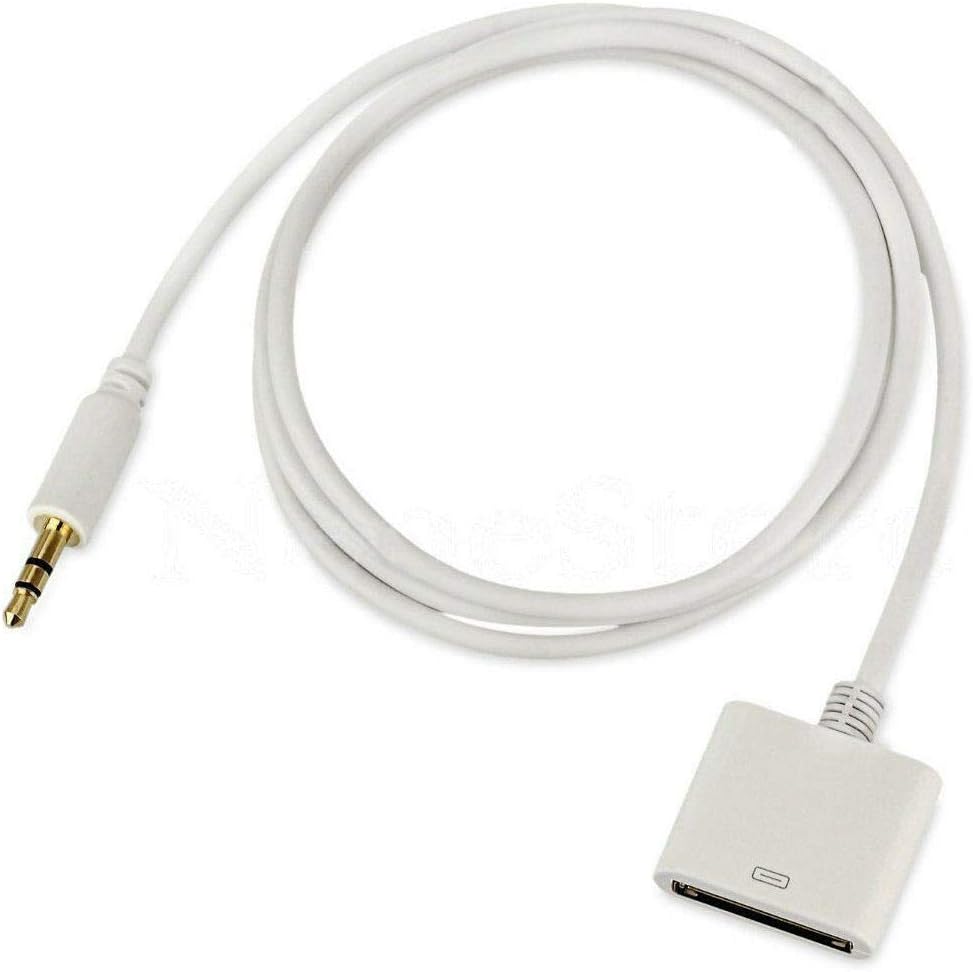 Audio Cable [Click2u] -AUX 3.5mm Male to 30 pin Female Audio Adapter Converter Cable [White].