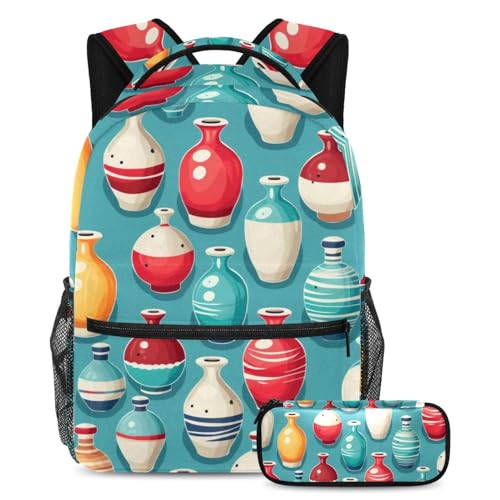 Grand sac d'école adolescents ensemble 5 pièces avec trousse