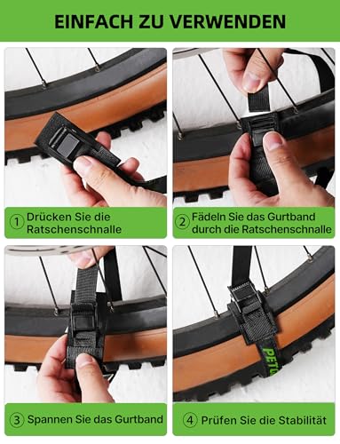 Spanngurte mit Polsterung, Für Alle Fahrradträger Geeignet | 4 Stück | Länge 40 cm | Breite 20 mm | 200 Kg Belastbarkeit | Klemmschloss, Spanngurt für Dachträger, Fahrrad, E-Bike, Kajak Zurrgurt