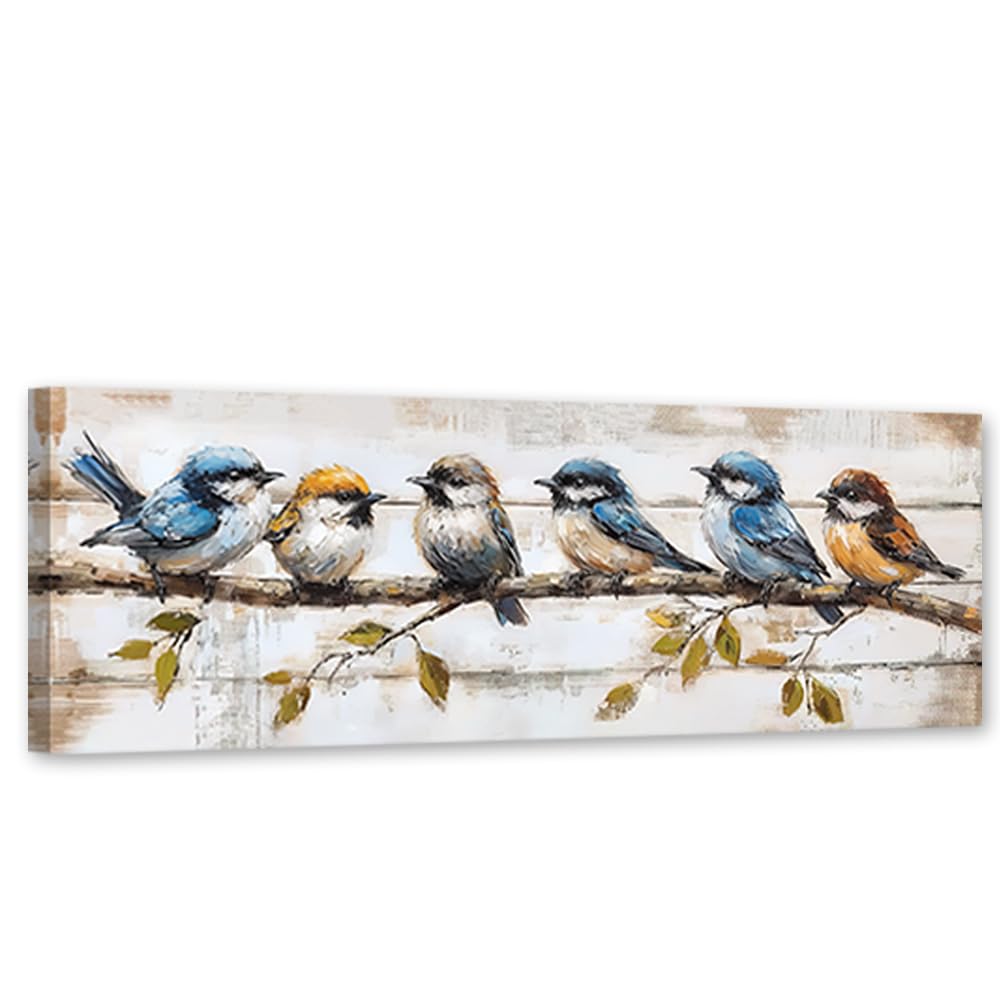 CXHOSTENT Bird Wall Art Birds on Tree Branches Pictures Animal Canvas Print Bird Artwork Living Room Office Bedroom Decor Framed (8.00" x 24.00")