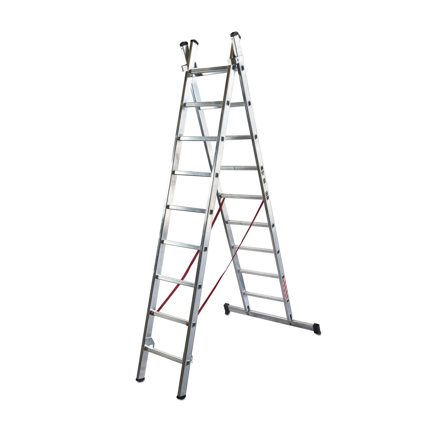 Homelux 825017 Podwójne schody Aluminiowe, 2,5 + 2,5 m, 2 x 9 Stopnie, 10,25 kg