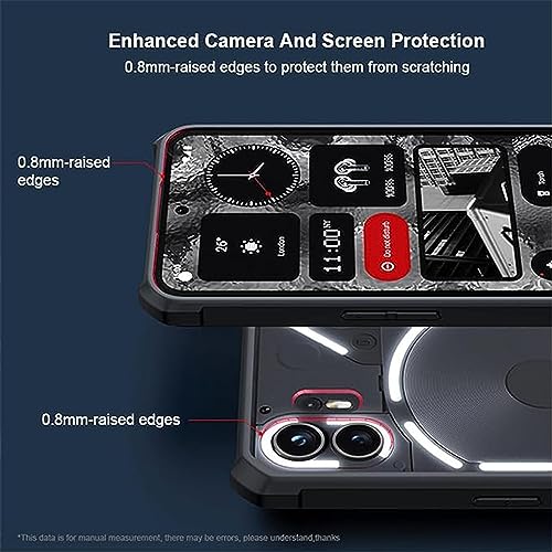 Image of for Nothing Phone 2 Transparent Case [Compatible with Magsafe] Soft TPU Bumper + Acrylic Back Military Grade Airbags Shookproof Drop Protection [1 Tempered Film],Magnetic Black