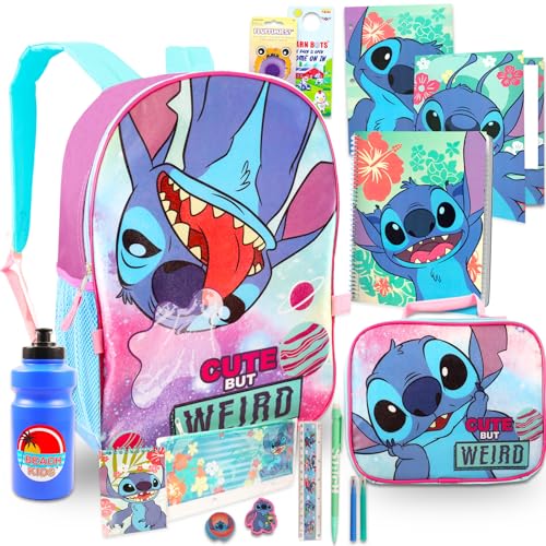 Stitch Backpack with Lunch Box for Kids Set - Bundle with 16