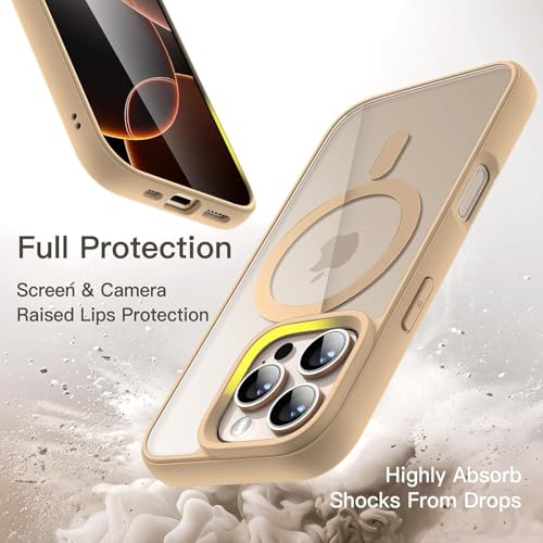 Image of DIZORO Compatible with iPhone 16 Pro Case, Compatible with MagSafe, Military-Grade Drop Protection Hard PC Back Cover Slim Transparent Anti-Scratch Shockproof Phone Case - Desert Titanium