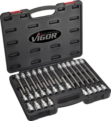Vigor V1919 Screwdriver Socket Set for Inside Hexagon, 1/2