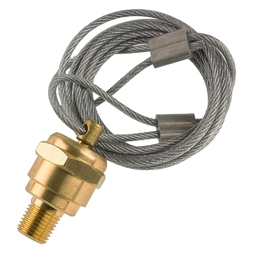 Image of World American WA12105 Manual Air Brake Reservoir Drain Valve w /5' Pull Cable, 0.25 inch NPT Male Thread - Replaces Haldex 12105, Phillips 12-820 Velvac 032082 Meritor R12105 Tectran 111160 Tramec 35013