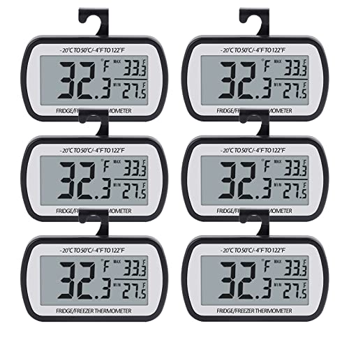 Termómetro digital para frigorífico magnético con pantalla LCD de alta visibilidad en pack de 6